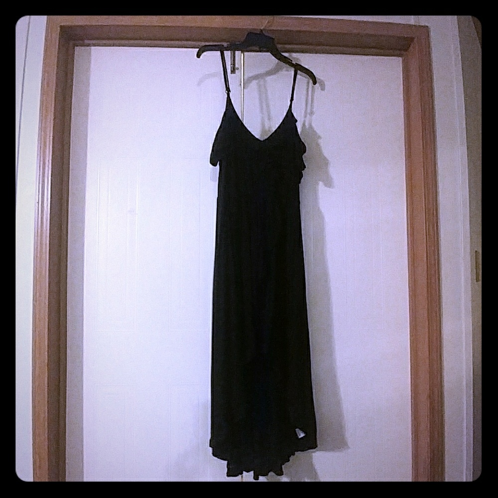 Black cold shoulder dress